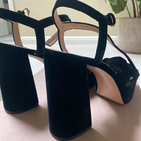 Gianvito Rossi- Knotted Black Velvet Platform Sandals - Size 41 - Picture 2 of 11